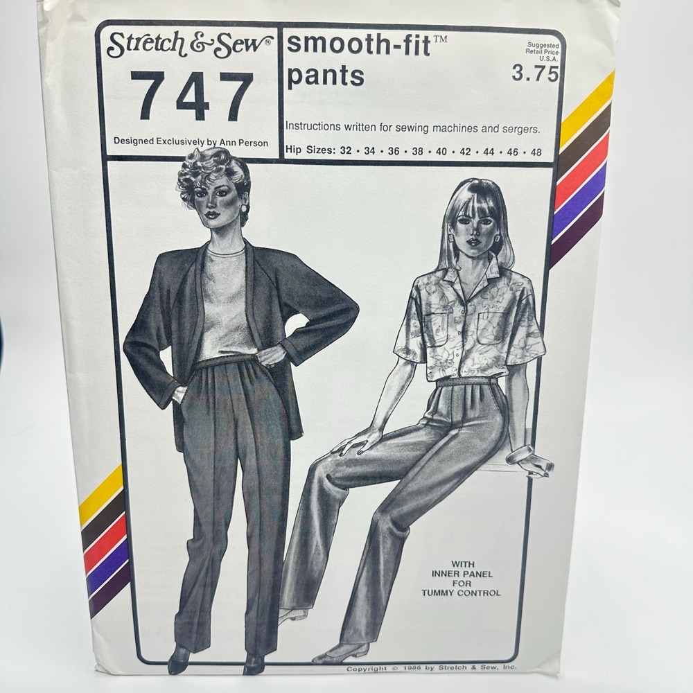 Stretch & Sew Sewing Pattern 747 Women Hip 32-48  Pants Uncut Factory Folded